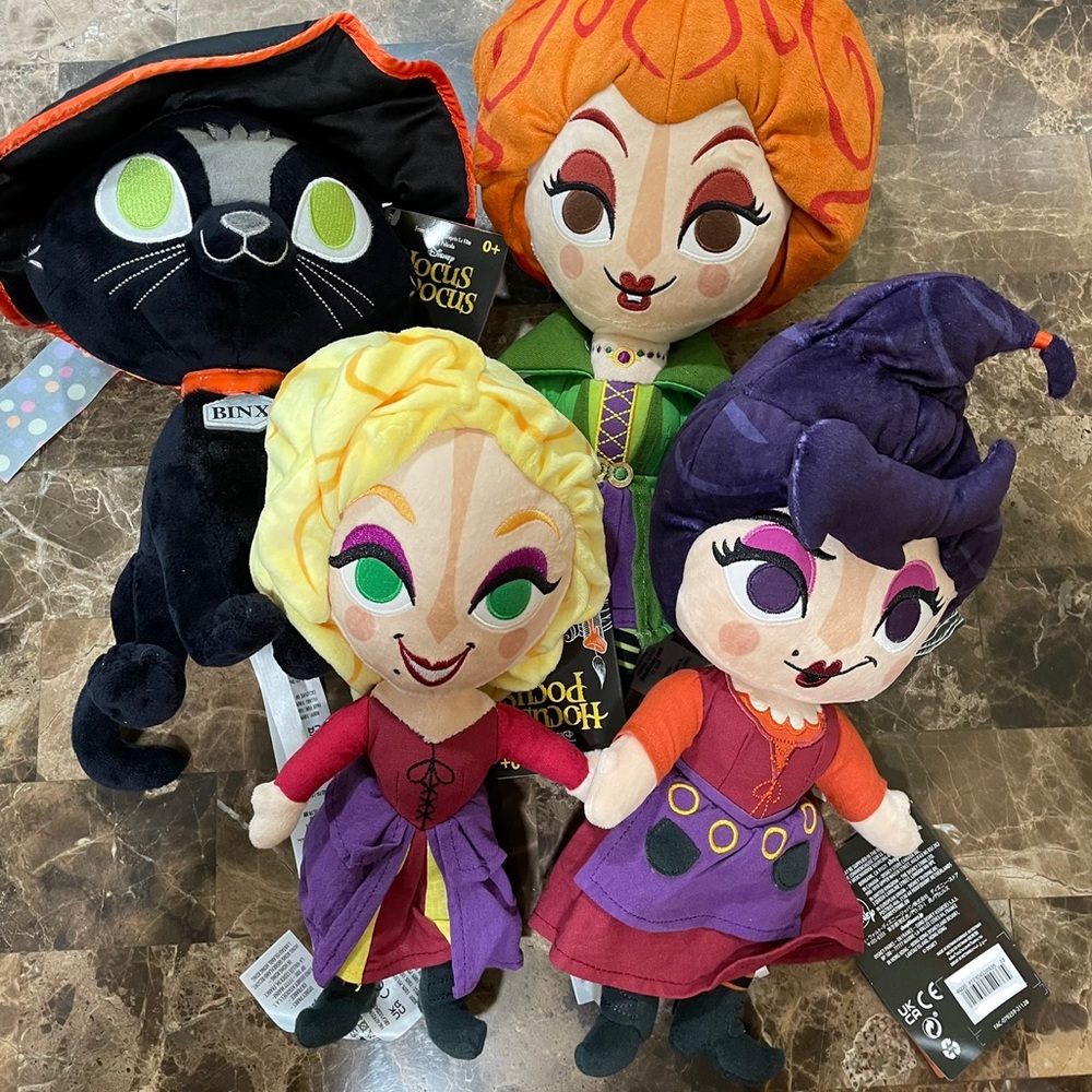 Disney Parks Hocus Pocus Sanderson Sisters & Binx 12" Plush Mary Winifred Sarah